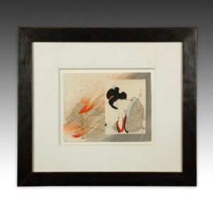 Japanese Kuchi-E Woodblock Print, Framed
