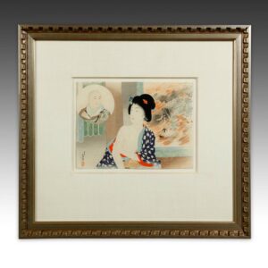 Japanese Kuchi-E Woodblock Print, Framed