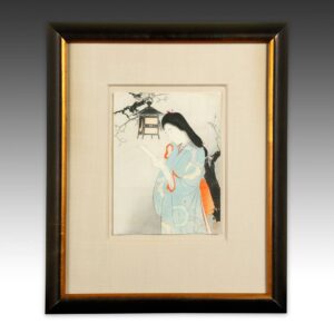 Japanese Kuchi-E Woodblock Print, Framed