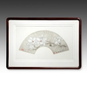 Chinese Fan-Form Painting, Framed