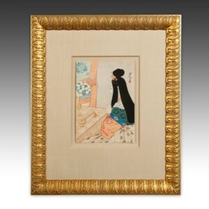 Japanese Kuchi-E Woodblock Print, Framed
