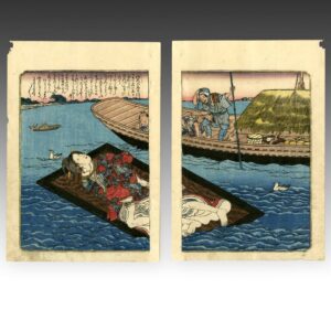 Japanese Shunga Woodblock Print Diptych