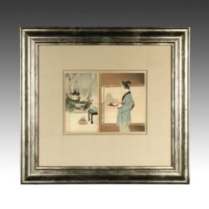 Japanese Kuchi-E Woodblock Print, Framed