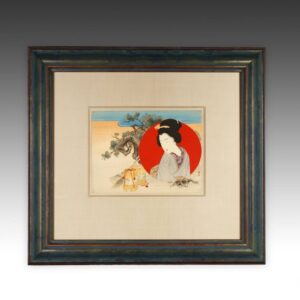 Japanese Kuchi-E Woodblock Print, Framed