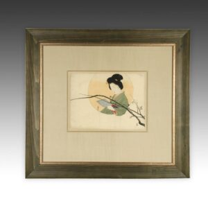 Japanese Kuchi-E Woodblock Print, Framed