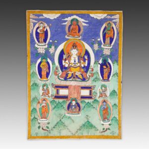 Tibetan Thangka or Devotional Painting Depicting Avalokiteshvara