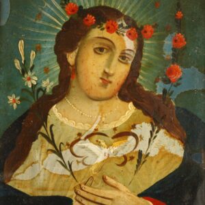 Mexican Retablo Depicting the Soul of Mary or Our Lady of the Dove