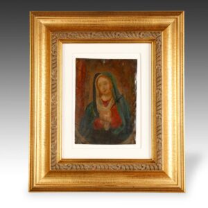 Mexican Retablo Depicting Mater Doloroso or Our Lady of Sorrows, Framed