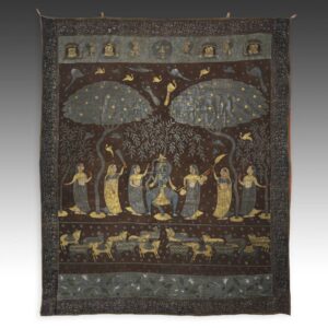 Indian Pichvai or Devotional Shrine Hanging, Framed