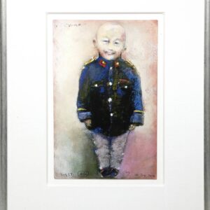 French Primitive Modern Print: Signed and Numbered 3 of 25 with an Additional RM Mark, Framed