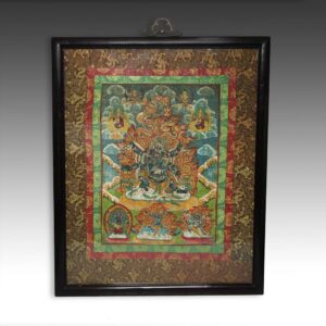Tibetan Framed Thangka Depicting Mahakala