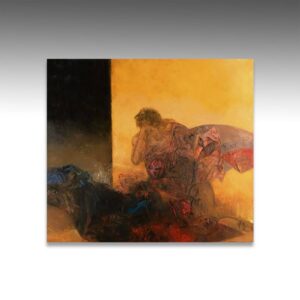 French Painting: Le Mur Jaune (The Yellow Wall), Oil on Canvas; Signed Bruno Dufourmantelle, Titled and Dated (Verso)